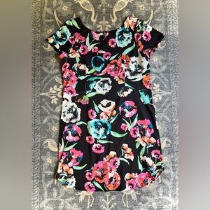 Yumi Kim Black with Floral Pattern Elana Mini Dress